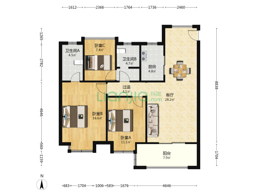 正荣悦澜湾 3室1厅2卫 113平方