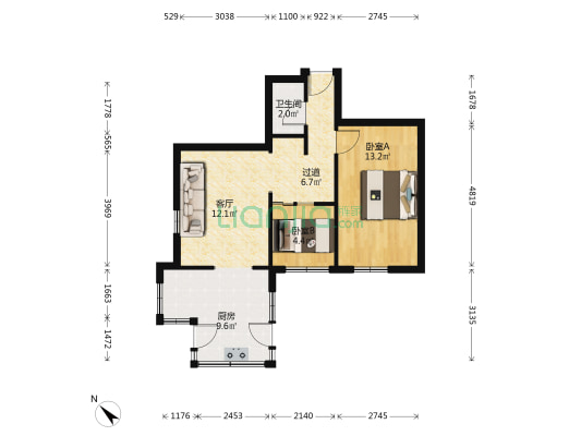 保成社区 2室1厅1卫 52平方
