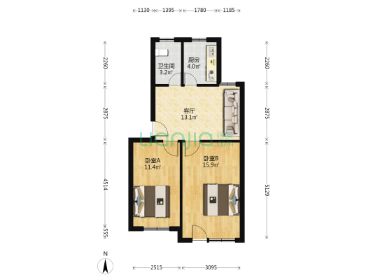 凌兆新村(凌兆路285弄) 2室1厅1卫 66平方