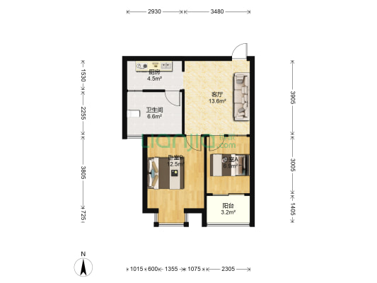 渔港家园B区 2室1厅1卫 58平方