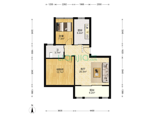 华光城 1室1厅1卫 66平方