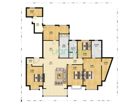 尚東嘉苑 5室2厅2卫 242平方