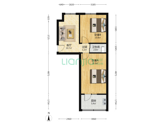 飞雁一区 2室1厅1卫 51平方