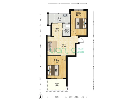 二化新村二区 2室2厅1卫 60平方