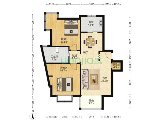 月亮湾 2室1厅1卫 99平方