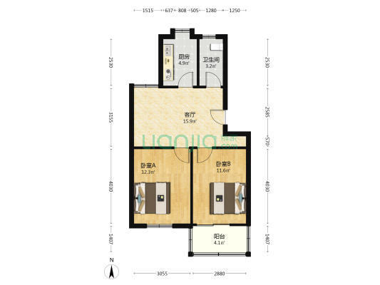 植保路12号 2室1厅1卫 63平方