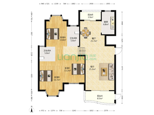 东方名城尚郡 3室2厅2卫 141平方