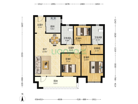 花样年碧云湾一期 3室1厅2卫 112平方