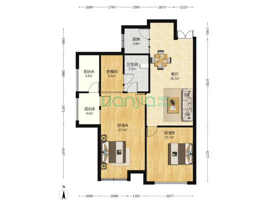 金融街中央领御 2室1厅1卫 102平方