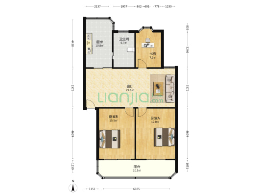 新佳园 3室1厅1卫 117平方