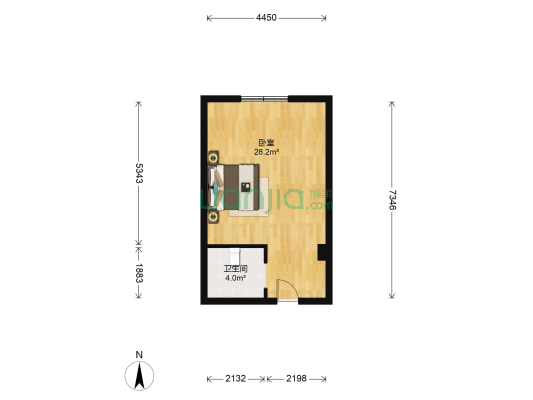 宝鸿商业广场 1室0厅1卫 47平方