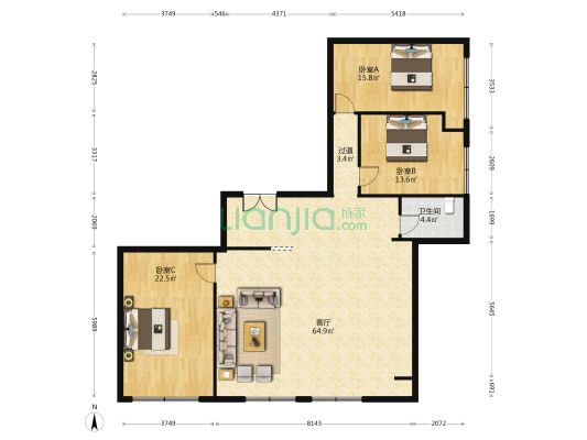 宁波大厦 3室1厅1卫 226平方