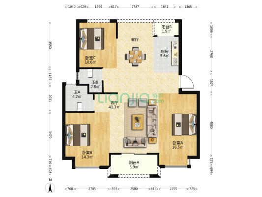 怡景湾 3室1厅2卫 114平方