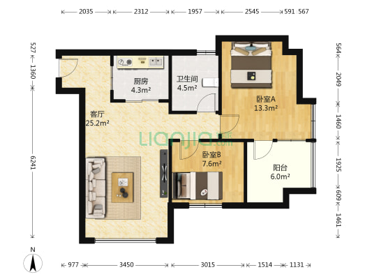 锐力领峰 2室1厅1卫 83平方