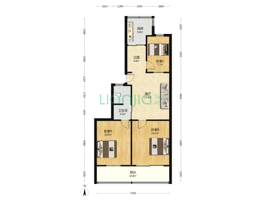 中枢小区101大院 3室1厅1卫 101平方
