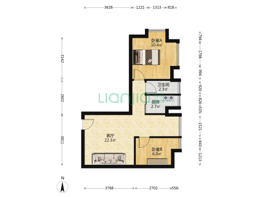 富临居 2室1厅1卫 52平方