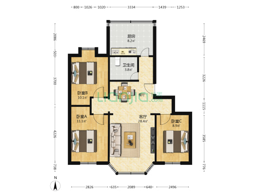 消防救援大队 3室1厅1卫 76平方
