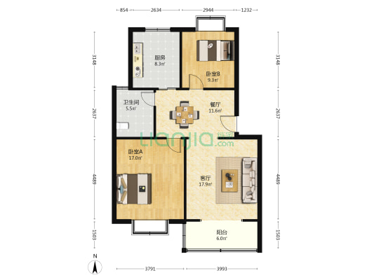 大唐华庄 2室2厅1卫 158平方