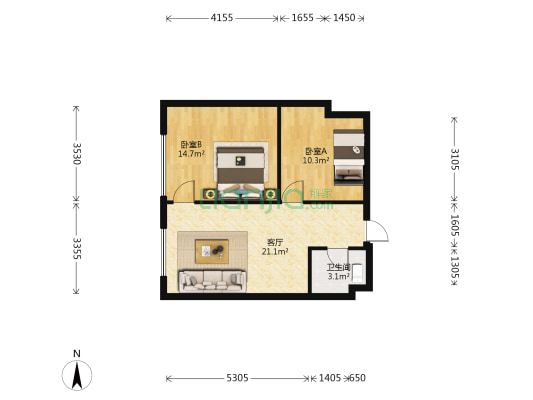 大骅商厦 2室1厅1卫 64平方