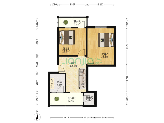 四中宿舍 2室1厅1卫 63平方