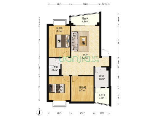 益民小区 2室1厅1卫 87平方