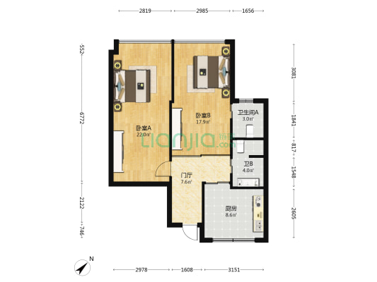 大东海·半山壹号 2室0厅2卫 72平方