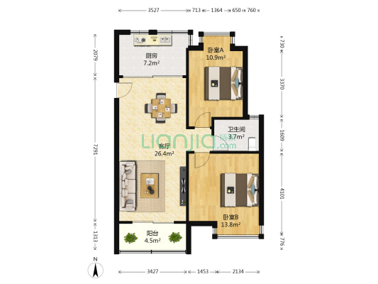 绿湖豪城一期 2室1厅1卫 85平方