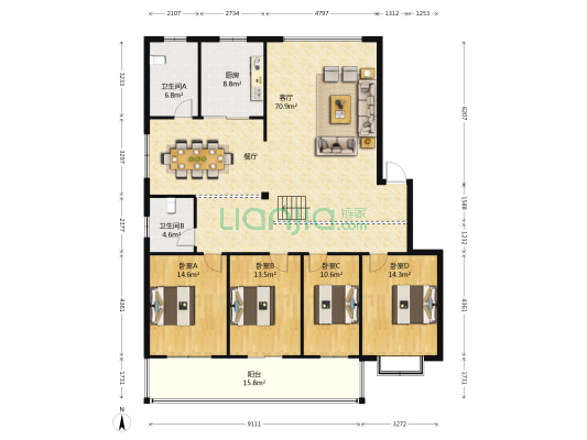 福晟花园 4室1厅2卫 169平方