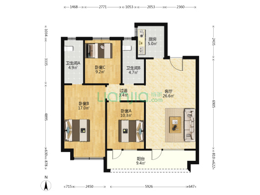 博裕学苑 3室1厅2卫 118平方