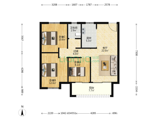 华美东山悦 3室1厅1卫 99平方
