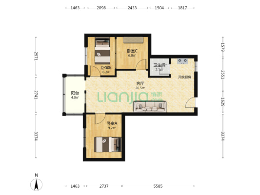 立新东街小区 3室1厅1卫 66平方