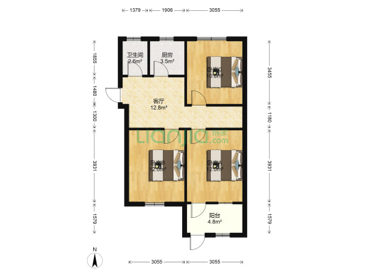 华中西路61号 3室1厅1卫 72平方