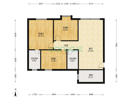 安景苑 3室1厅2卫 103平方