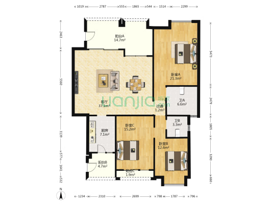 锦云香缇 3室1厅2卫 137平方