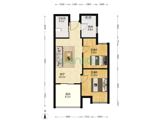 安嘉东苑 2室1厅1卫 77平方