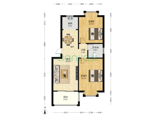 葵花园 2室1厅1卫 84平方