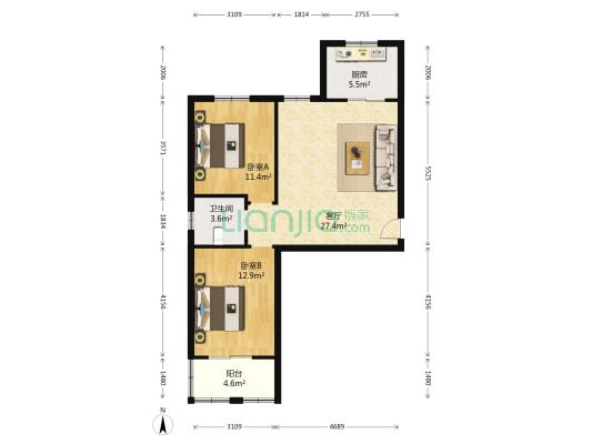 东站小区 2室1厅1卫 79平方