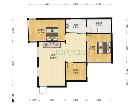 市南巷45号 3室1厅1卫 110平方