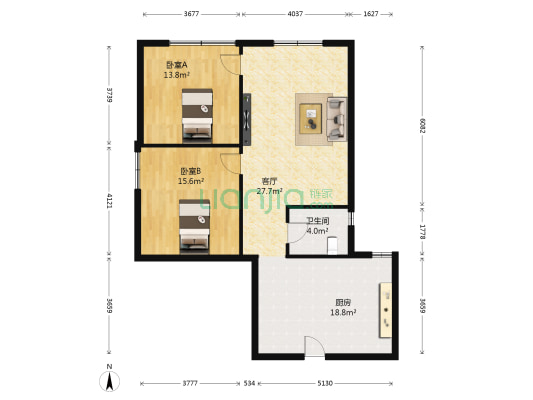 金山商务大厦 2室1厅1卫 96平方