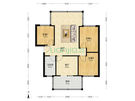 云南省水利水电职业学校 3室2厅1卫 67平方