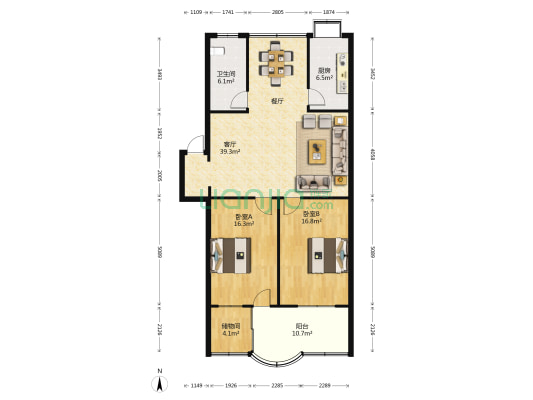 滨湖西路15号 2室1厅1卫 118平方
