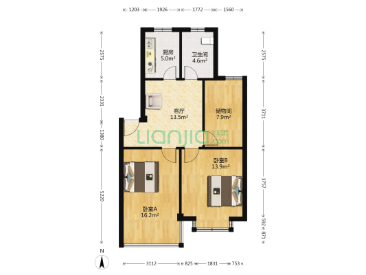 天景佳苑 2室1厅1卫 74平方
