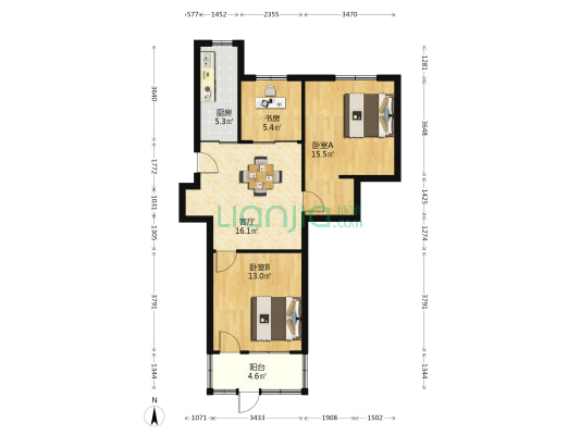 定波新村南区 3室1厅0卫 69平方