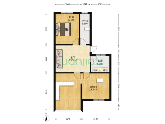 中亭街利民苑 1室1厅1卫 84平方