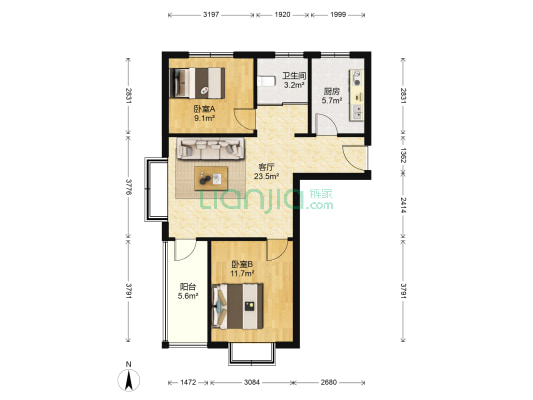 东山限价房住宅楼 2室1厅1卫 78平方