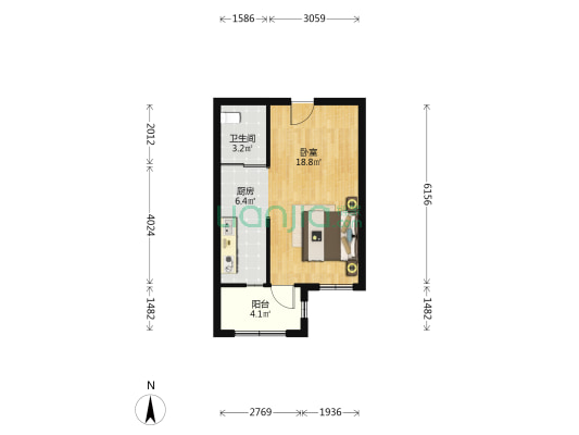 城建锦泉蓝湾 1室0厅1卫 41平方