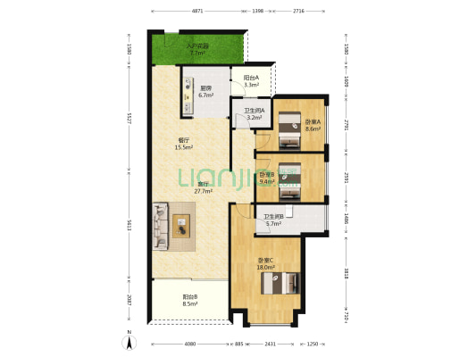 昶园 3室2厅2卫 123平方