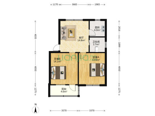 凯林巷 2室1厅1卫 67平方