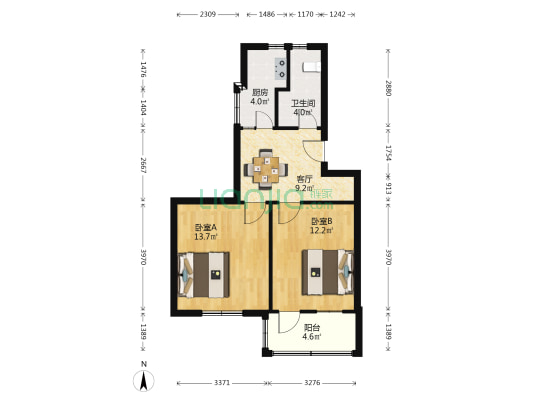 周家河头 2室1厅1卫 56平方