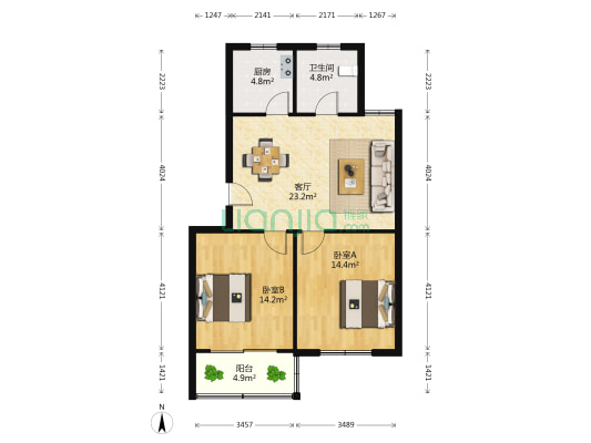 象贤花苑 2室1厅1卫 82平方